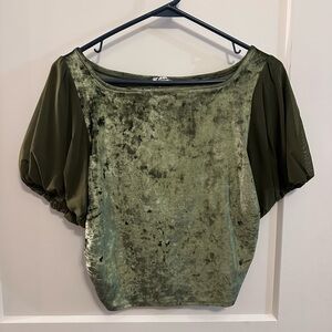 Free People Olive Velvet Blouse